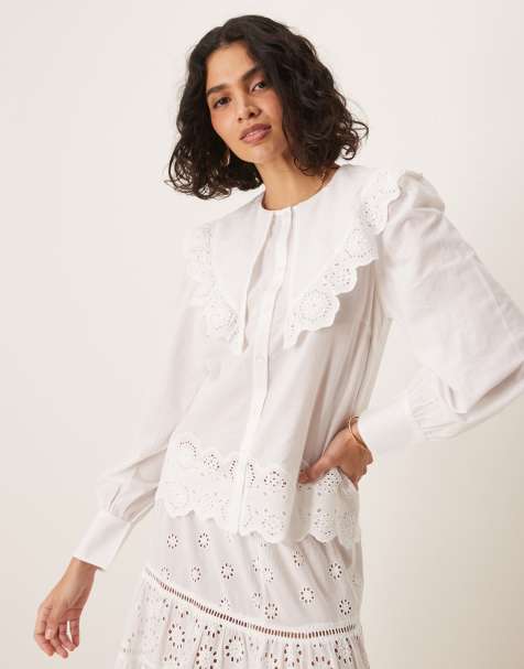 AWARE - Camicia bianca in pizzo con colletto appariscente - view 1