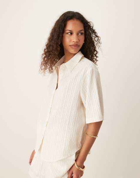 AWARE - Camicia comoda bianca testurizzata in coordinato - view 1