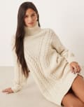 [AWARE] AWARE chunky cable knitted oversized jumper dress in cream-White L Birch