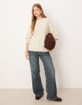 [AWARE] AWARE chunky cable knitted oversized jumper in cream-White S Birch