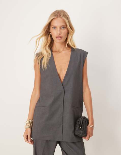 AWARE oversized tailored waistcoat co-ord in dark grey