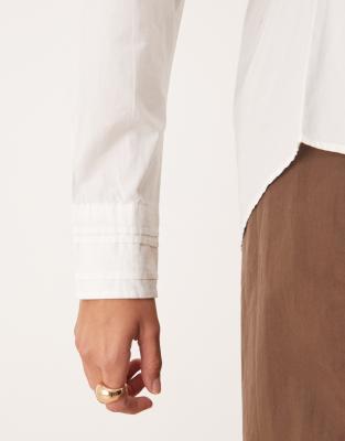 Aware Cinched-in Waist Shirt With Elastic Side Detail In White
