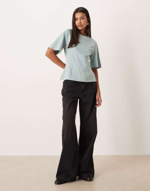 AWARE cinched waist t-shirt in light blue, 2 of 4