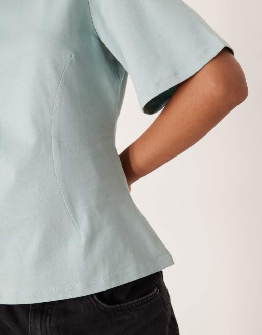 AWARE cinched waist t-shirt in light blue, 4 of 4