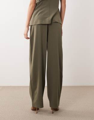 Aware Clean Pleat Front Wide Leg Pants In Green