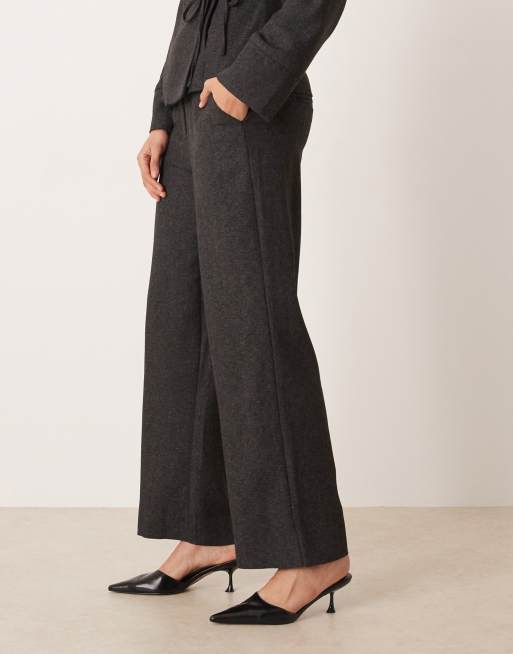AWARE clean tailored wide leg pants in dark gray melange - part of a set, 2 of 5