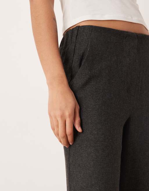 AWARE clean tailored wide leg pants in dark grey melange (part of a set), 3 of 5