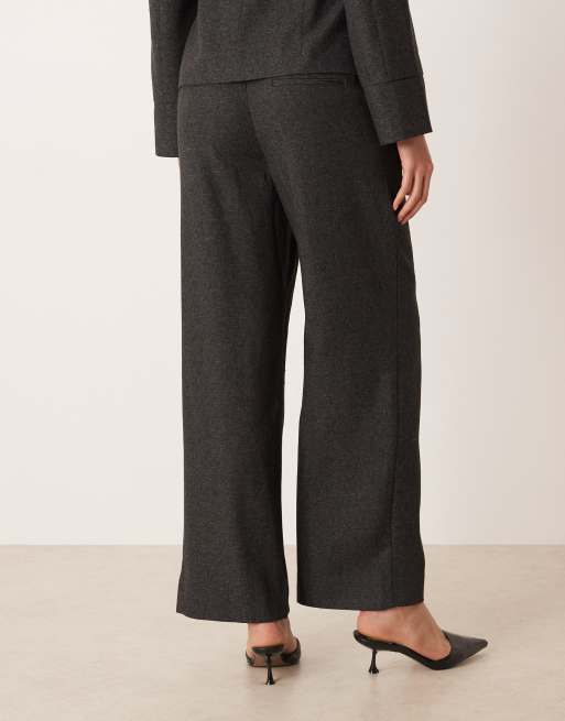 AWARE clean tailored wide leg pants in dark grey melange (part of a set), 4 of 5