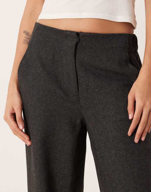 AWARE clean tailored wide leg trouser co-ord in dark grey melange, 5 of 5