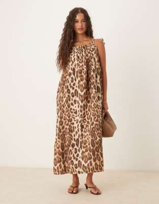 AWARE AWARE cotton cami maxi dress in leopard dress-Multi