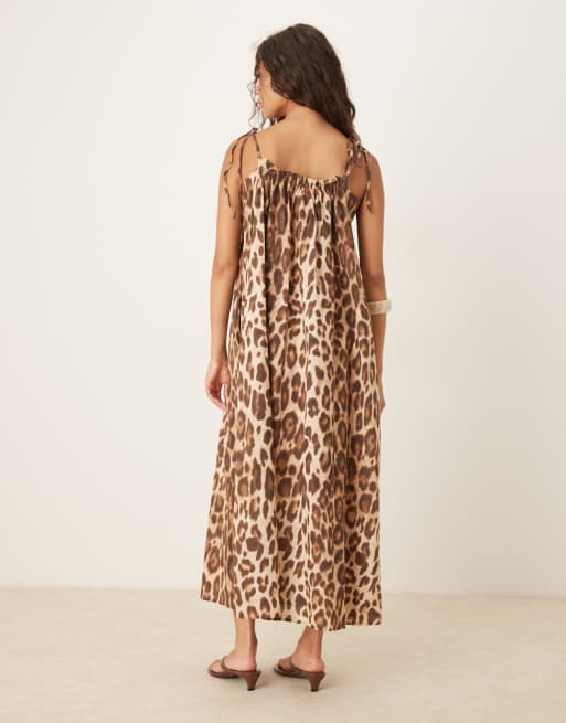 AWARE cotton cami maxi dress in leopard, 2 of 4