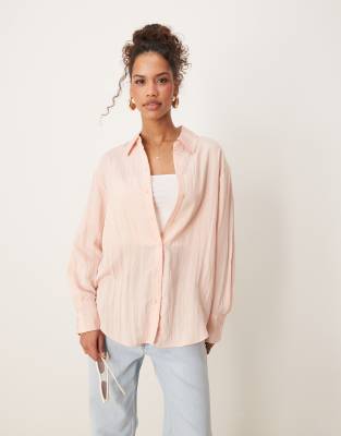 crinkle effect shirt in light pink