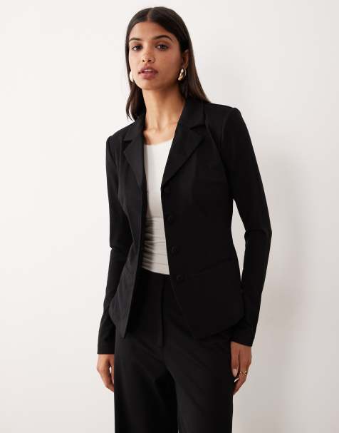 AWARE premium structured jersey blazer co-ord in black