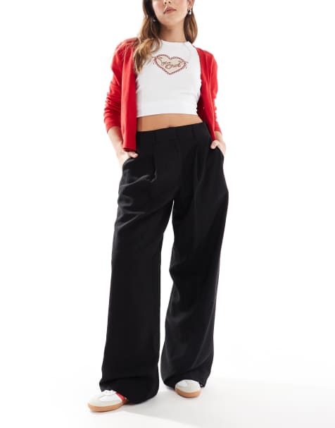 AWARE drapey tailored dad trouser in black