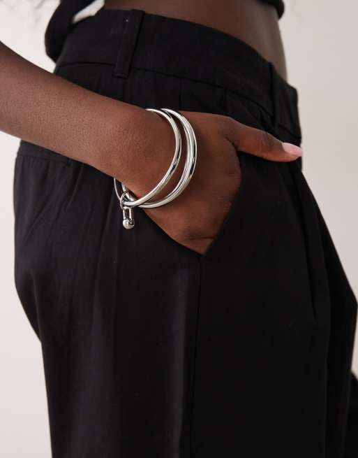 AWARE double pleat front barrel leg pants in black, 2 of 5
