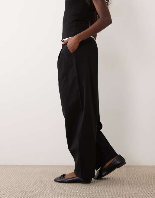 AWARE double pleat front barrel leg trouser in black, 3 of 5