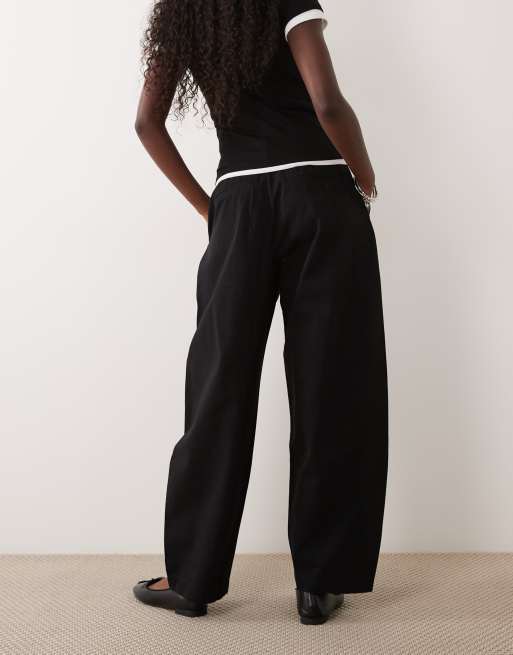 AWARE double pleat front barrel leg trouser in black, 5 of 5