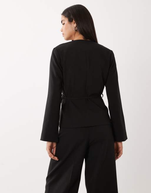 AWARE - Elegante blazer met V-hals en overslag in zwart, deel van co-ord set, 3 van 4