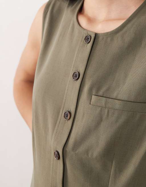 AWARE – Elegante Longline-Weste in Grün mit Rundhalsausschnitt, Kombiteil, 4 von 4