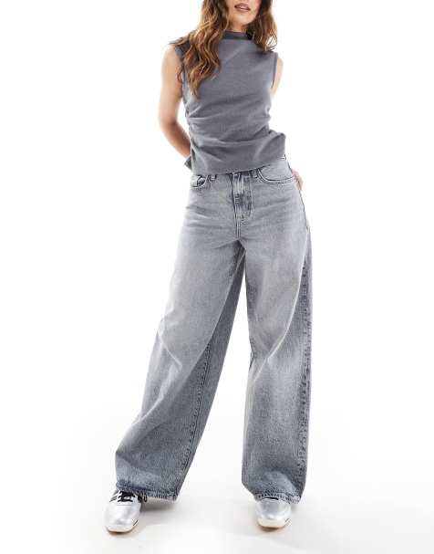 Aware – Elina – Jeans in verwaschenem Grau mit weitem Bein - view 1