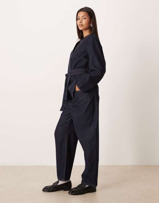 AWARE Eveline high waist barrel leg jeans in raw indigo blue (Part of a set), 3 of 5