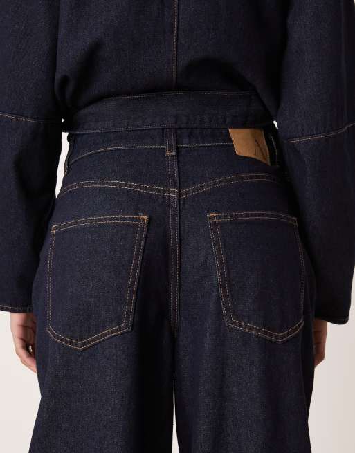 AWARE Eveline high waist barrel leg jeans in raw indigo blue (Part of a set), 4 of 5
