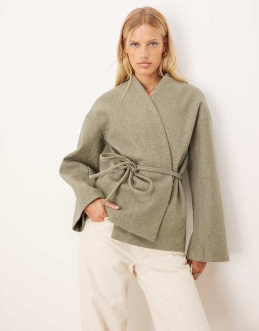 AWARE felted kimono style jacket in tea green