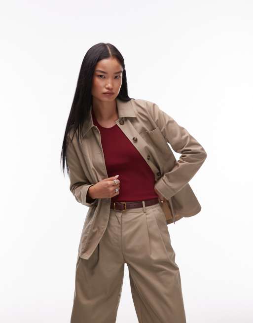 AWARE - Giacca sartoriale stile trucker color pietra in coordinato