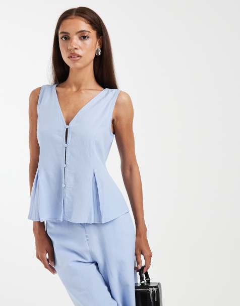 AWARE - Gilet de tailleur d'ensemble à col V - Bleu clair - view 1