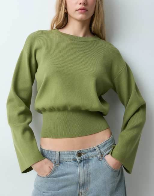 AWARE - Grøn strikket trøje med brede ærmer i firkantet pasform, 2 af 5