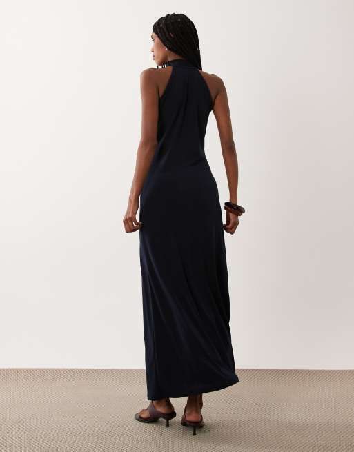 AWARE halterneck jersey maxi dress in navy, 4 of 4
