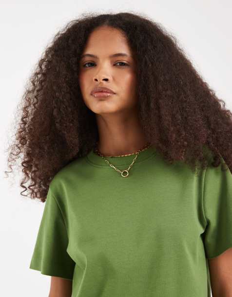AWARE heavy weight boxy T-shirt in kale green - view 1