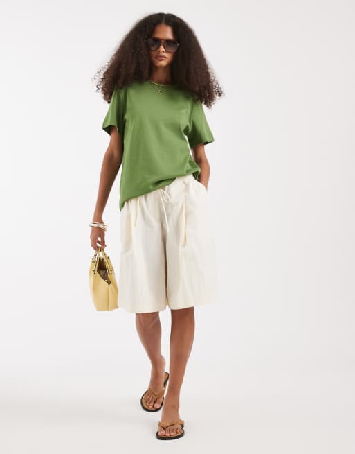 AWARE heavy weight boxy T-shirt in kale green, 3 of 4