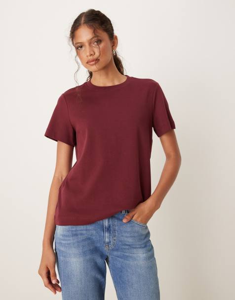 AWARE heavyweight boxy T-shirt in burgundy - view 1