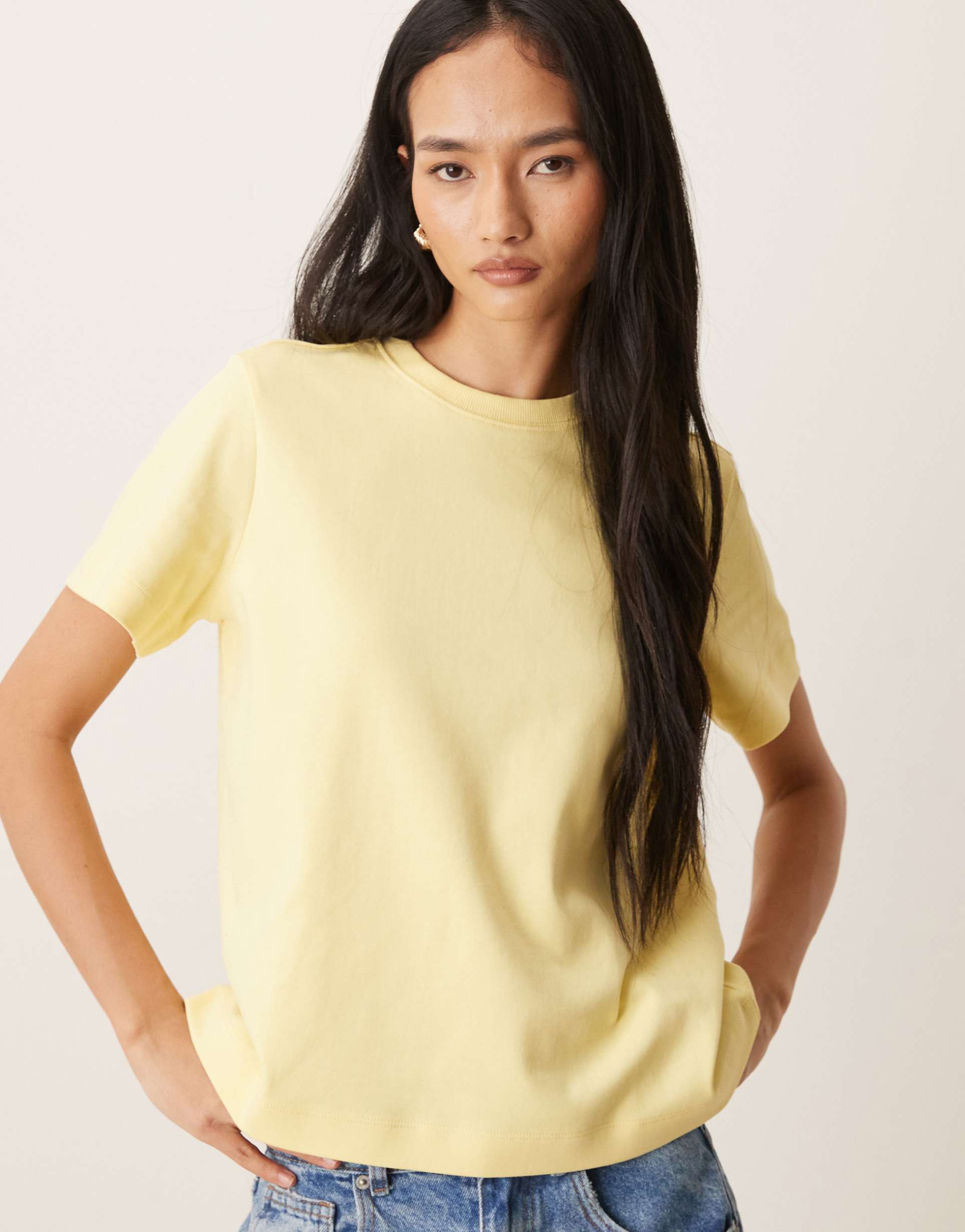aware heavyweight boxy tee in pale yellow