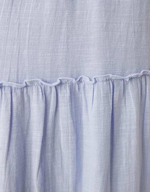 AWARE high waist boho tiered maxi skirt in light blue, 4 of 5