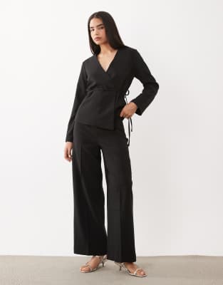 Aware High Waist Wide Leg Tailored Pants In Black