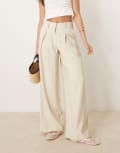 [AWARE] AWARE high waisted pleat front pants in stone-Neutral XL STONE