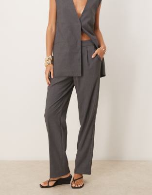 Aware High Waisted Tailored Pants In Gray