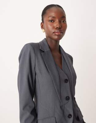 AWARE - Hochwertiger Blazer mit Westendetail in Dunkelgrau-Melange, Kombiteil