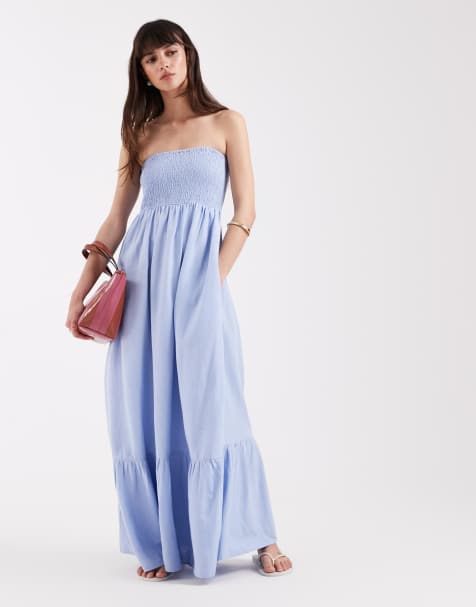 AWARE bandeau maxi dress in light blue