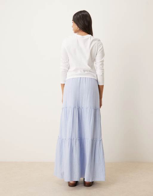 AWARE – Jasnoniebieska warstwowa spódnica maxi z podwyższonym stanem w stylu boho, 3 z 5