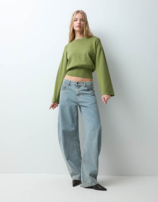 AWARE jersey de punto boxy de manga ancha en verde, 3 de 5