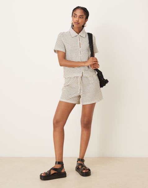 AWARE knit shirt and shorts set in monochrome - view 1