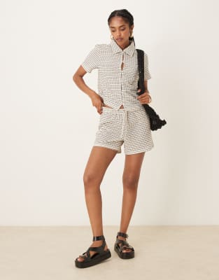 AWARE AWARE knitted relaxed short co-ord in monochrome-White