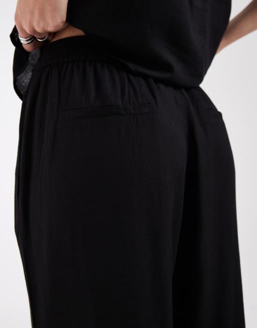 AWARE linen blend high waist wide leg pants in black - part of a set, 5 of 5