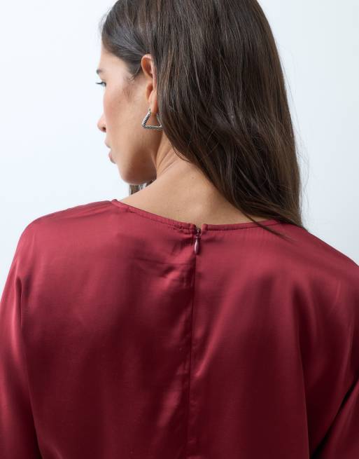 AWARE long sleeve o-neck blouse in red, 4 of 5