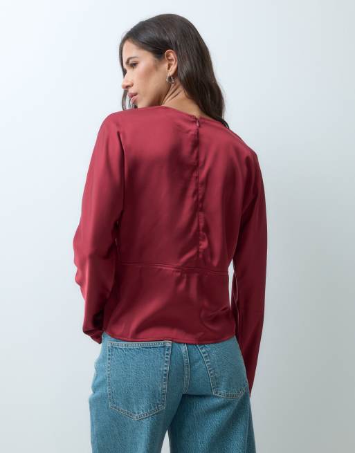 AWARE long sleeve o-neck blouse in red, 5 of 5