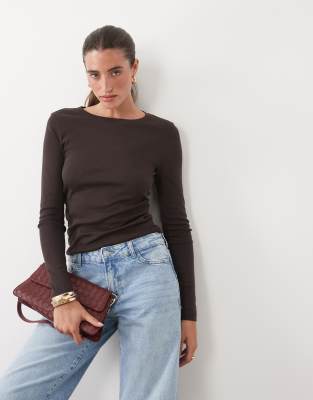 Aware Long Sleeve T-shirt In Brown