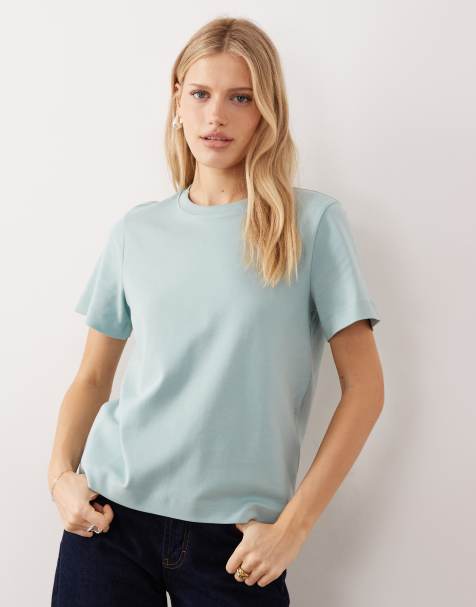 AWARE - Lyseblå T-shirt i kraftigt materiale med firkantet pasform - view 1